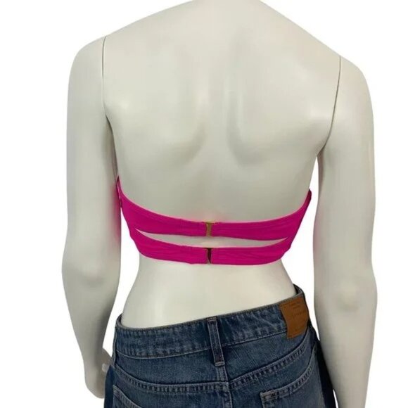 SunDazed NWT hot pink bikini top DD Strapless bandeau swimsuit women's - Picture 2 of 10
